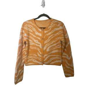 Republic Clothing Size S Animal Print Orange/White Alpaca Wool Blend Sweater